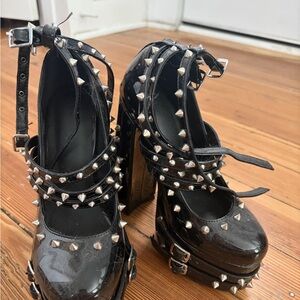 Studded Black Platform Heels
